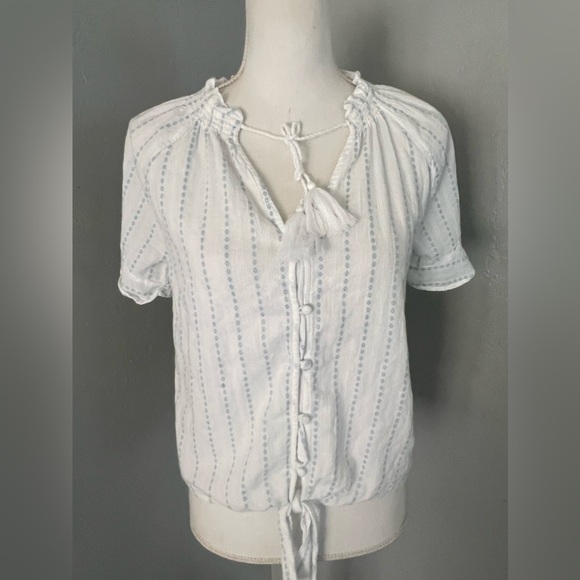 Paige White + Blue Embroidered Tie size S - Picture 2 of 11